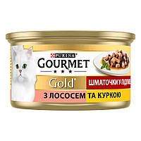 Gourmet Gold Консерви Гурмет Голд Шматочки в підливі з лососем та курчам 85 гр