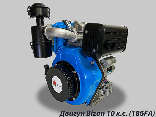 Двигун дизельний BIZON (186FА) 10 л.с.(Шліц, вал 25мм.) Електростартер, фото 1