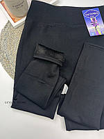 Лосини жіночі на хутрі безшовні на широкій резинці, фото 2