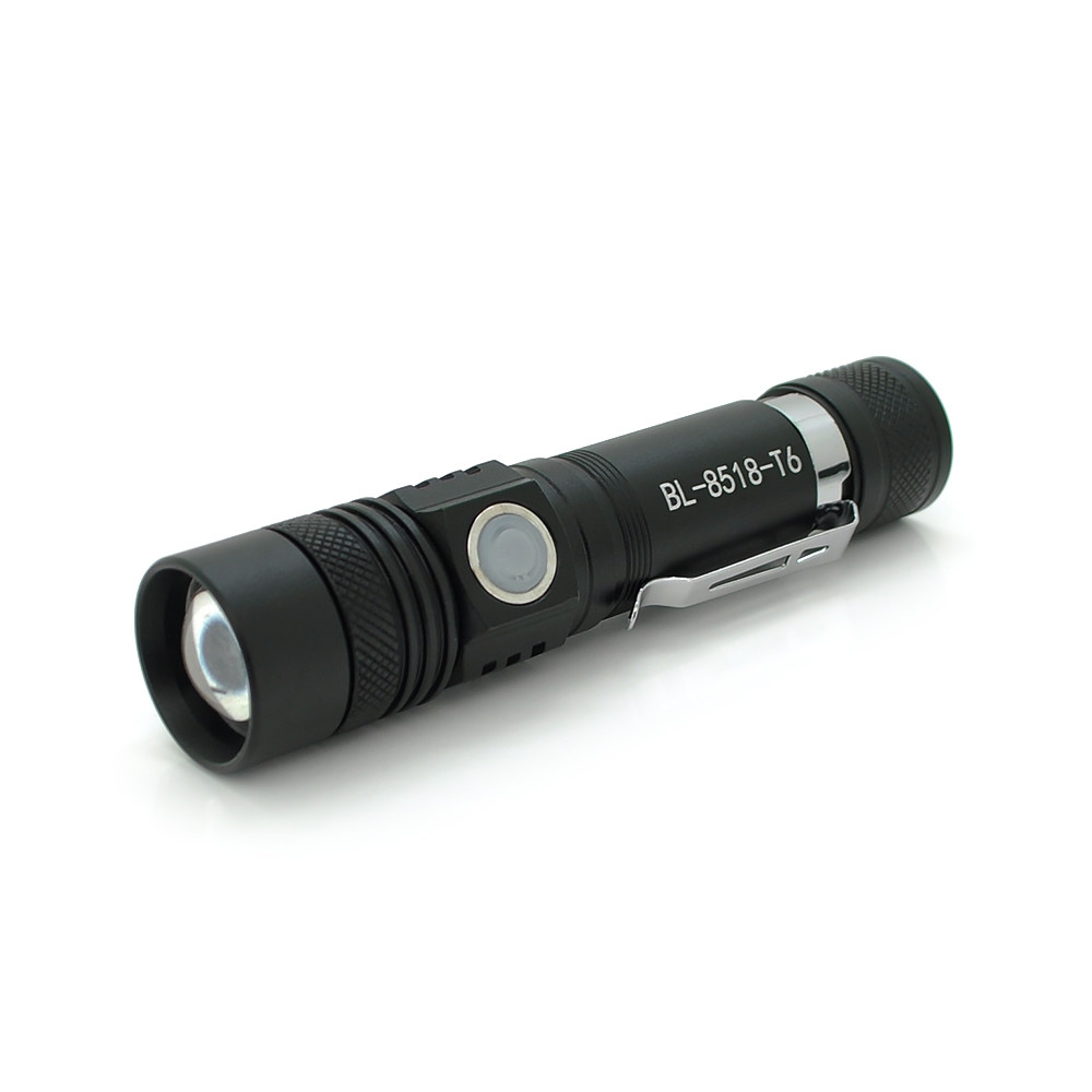 Ліхтарик Bailong BL-8518-Т6, Zoom, алюміній, акуміній, 18650, USB кабель, BOX