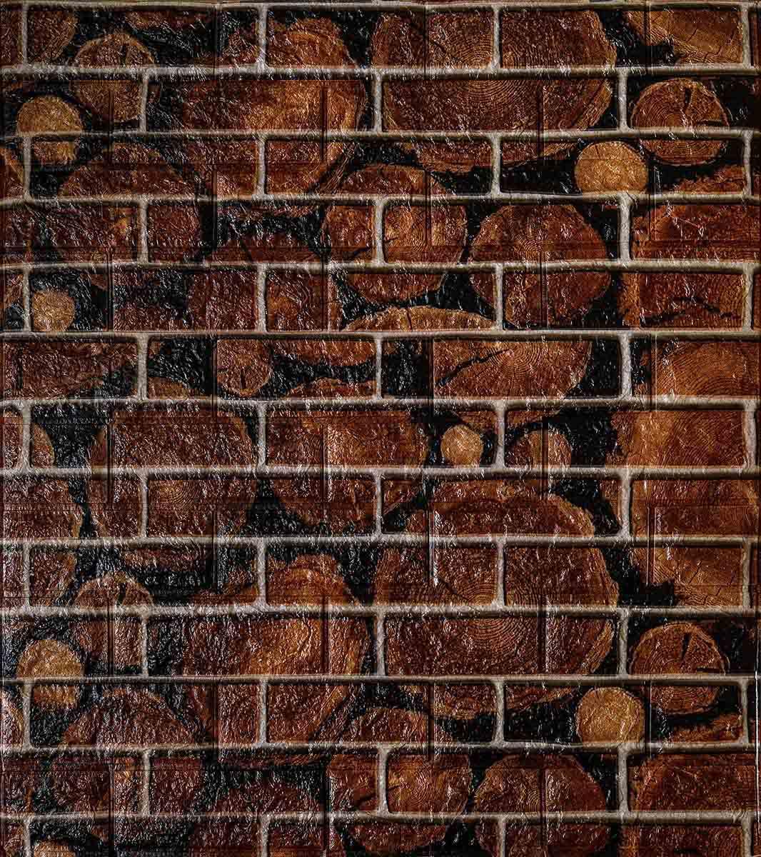 Самоклеюча декоративна 3D панель дерево модерн 700x770x5 мм, фото 1