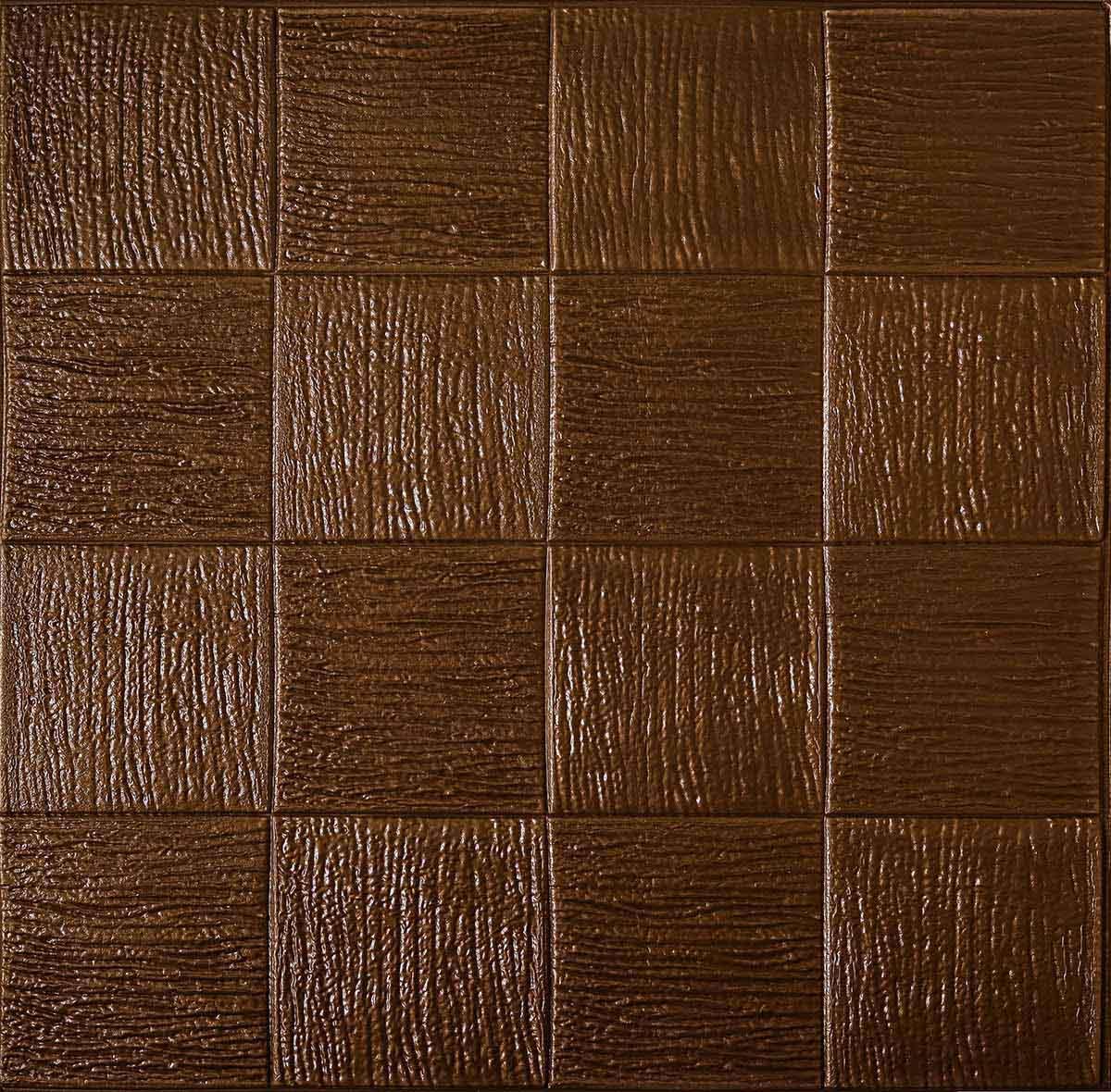 Самоклеюча декоративна 3D панель коричневе плетіння 700x700x5 мм, фото 1