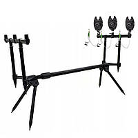 Набір Рід-під Rumpol на 3 вудилища 3 Сигналізатора RMP Carp Свінгер Shark Carp Зелений - 3шт