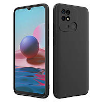 Силіконовий чохол із мікрофіброю для Xiaomi Redmi 10C чорний тонкий матовий
