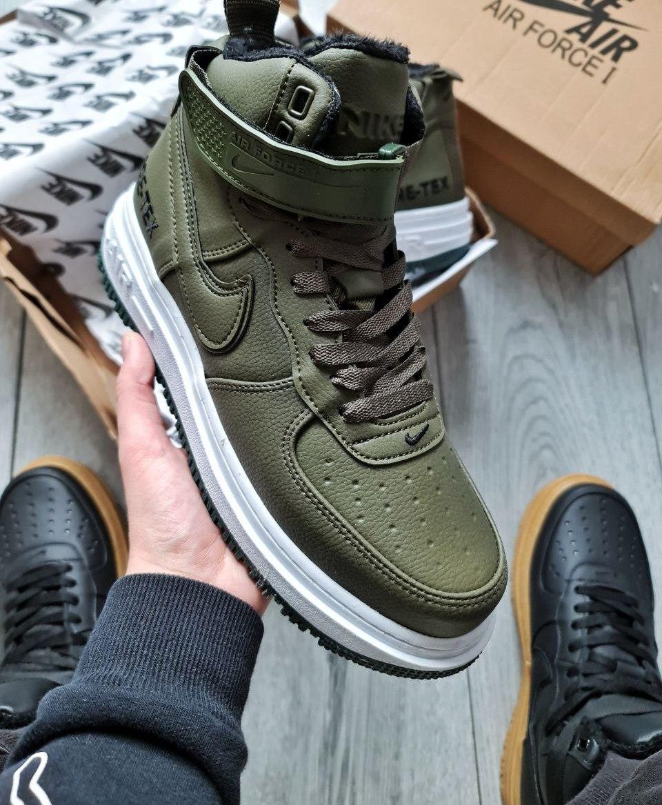 Купить Высокие Зимние Кроссовки Nike air force Gore-Tex с Мехом Зеленые ...