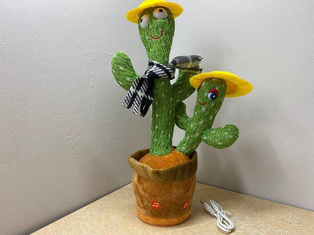 Танцюючий кактус співаючий 120 пісень з підсвічуванням Dancing Cactus TikTok іграшка Повторюшка кактус, фото 2