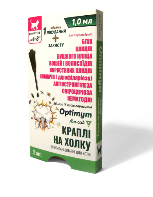 "OPTIMYM" - краплі для котів 4-8 кг, 1.0 мл №2 (Круг)