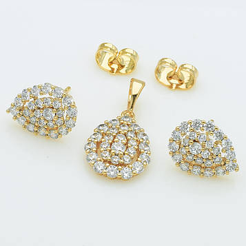 XUPING Комплект Позолота 18к Сережки Висота 1.4см Ширина 1.1см, Кулон Висота 2.3см Ширина 1.2см