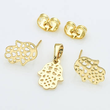 XUPING Комплект Позолота 18к Сережки Висота 1.1см Ширина 0.9см, Кулон Висота 1.8см Ширина 0.9см