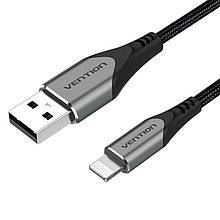 Кабель USB-Lightning Vention TPE Nylon MFi C89 2.4A 480Mbps nickel-plated 1.5m Grey (LABHG)