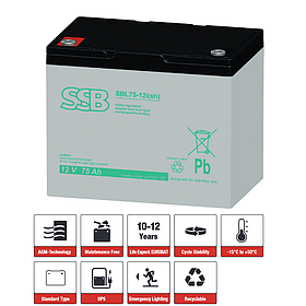 Аккумуляторная батарея SSB Battery SBL75-12i(sh) AGM 12V 75Ah (C10)