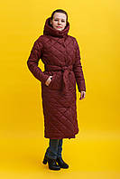 Жіноче зимове пальто бордо Zeta-m великі розміри (батал) 52