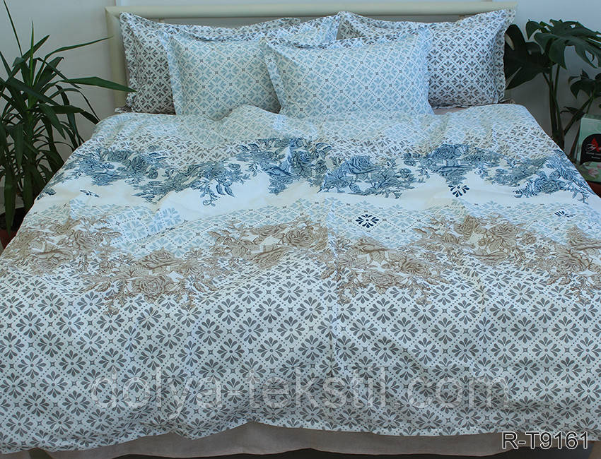 Полуторний комплект постільної білизни з ранфорсу ТМ TAG 1,5-спальн. з компаньоном R-T9161, фото 1