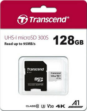 Карта пам'яті Transcend microSD 128GB SDXC 300S 128GB UHS-I U3 + adapter (TS128GUSD300S-A)
