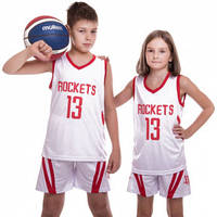 Форма баскетбольна підліткова NB-Sport NBA ROCKETS 13 BA-0966 (PL, р-р M-2XL-130-165 см, червоний-сірий)
