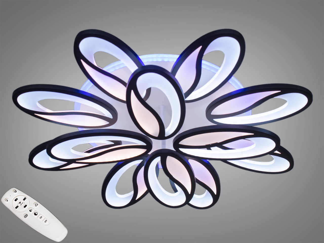 Люстра світлодіодна стельова 8090/8+4 BK Led Люстра з пультом