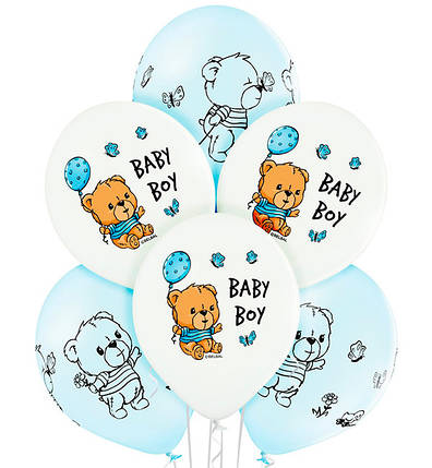 Повітряні кулі "Baby Boy ведмедик" 5 шт., Польща, d - 30 см, фото 1