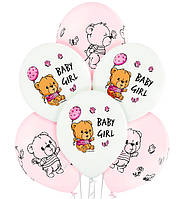 Воздушные шары "Baby Girl мишка" 5 шт., Польша, d - 30 см