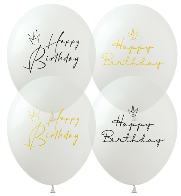 Повітряні кулі "Happy Birthday crowns" 10 шт., Польща, d - 30 см