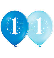 Воздушные шары "1 годик" 7 шт., Польша, d - 30 см, голубые