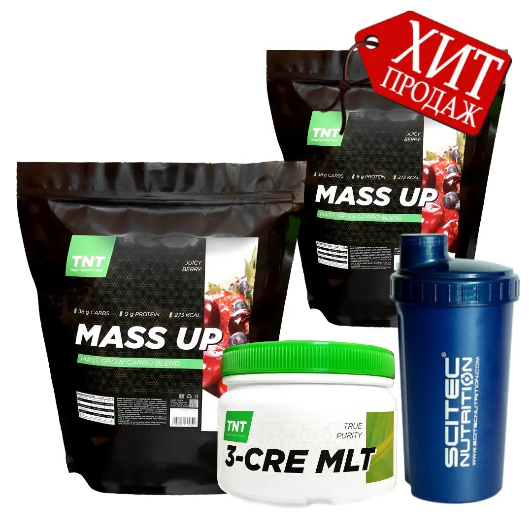 Гейнер 5 кг смак Лісова ягода, Креатин, Шейкер TNT Nutrition, фото 1