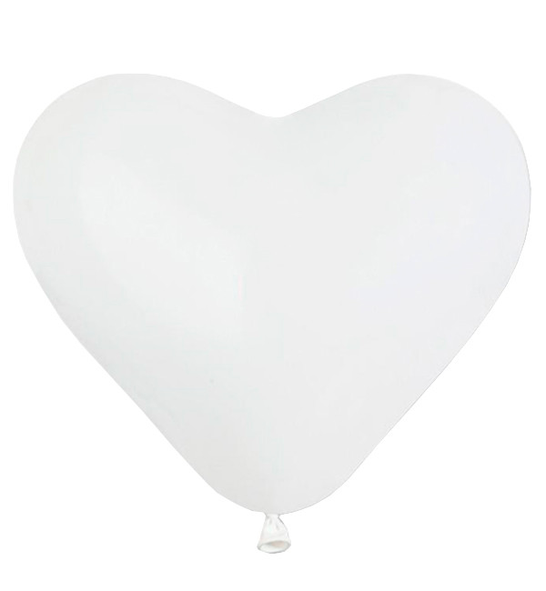 Повітряні кулі "Серце", 10 шт, Італія, d 25 см, колір білий