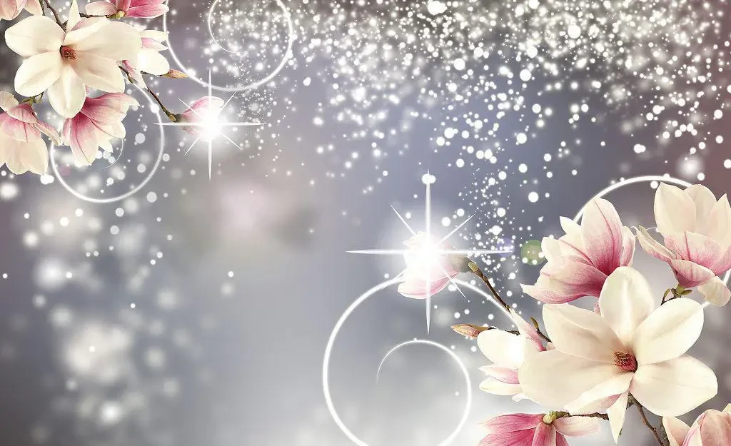 Фотошпалери 3D квіти 254x184 см Магнолії і зірки (3054P4) Найкраща якість, фото 1