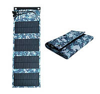 Складная портативная солнечная панель с USB-портами Камуфляжный пиксель
