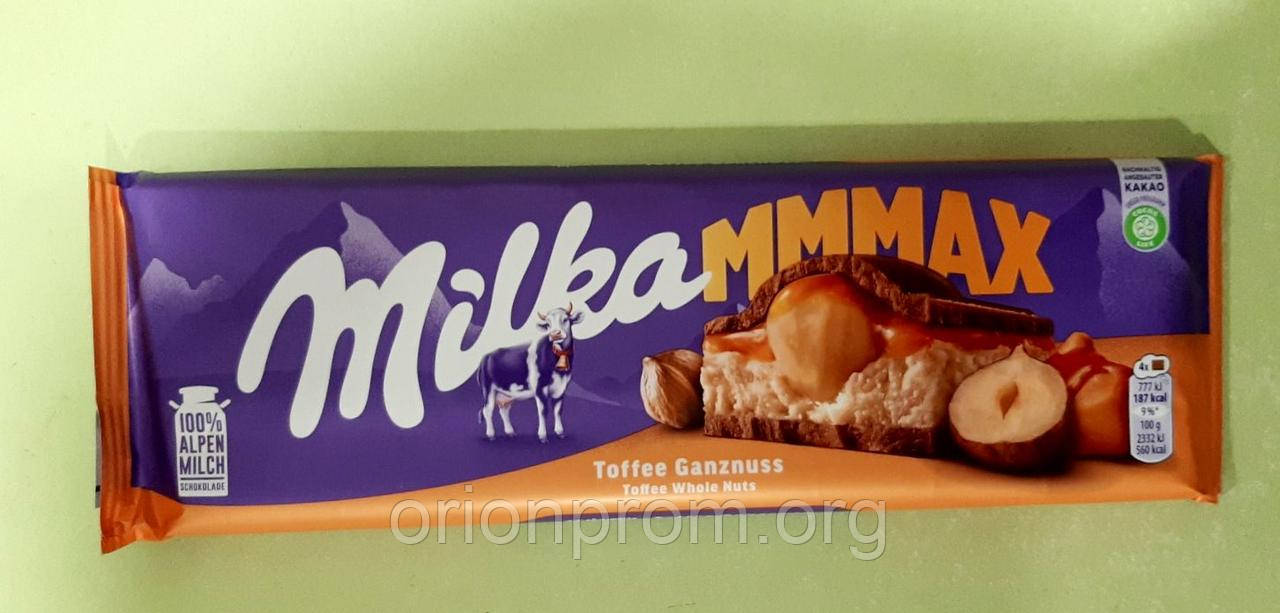 Шоколад Milka з цільним фундуком та карамеллю молочний 300 г, фото 1