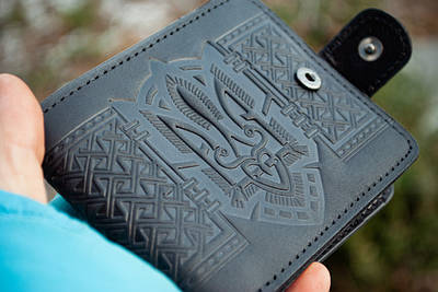 Тризуб | Чоловічі шкіряні гаманці з тисненням Герб України