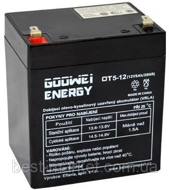 Акумулятор гелевий AGM GOOWEI ENERGY 12 В 5 A г