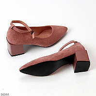Замшевые женские туфли бежевого цвета, нарядные женские туфли лодочки с узким носком на широком каблуке