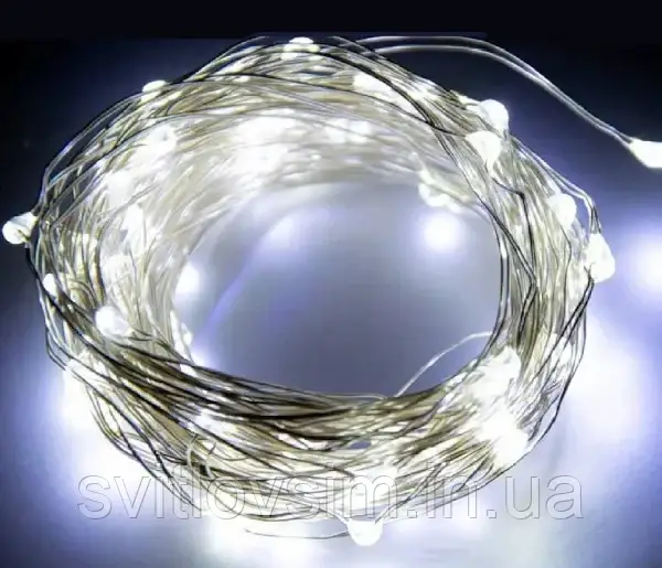Гірлянда "Роса" 100 LED 10 метрів батарейки АА, фото 1