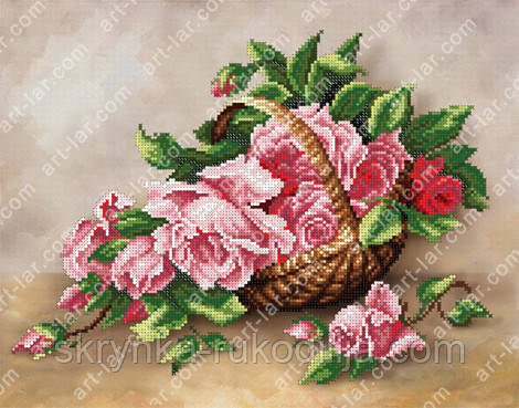 БИС-8518 Троянди в кошику Схема на тканині для вишивки Арт Лар