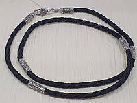 Ювелирный шнурок из текстиля с серебряными вставками. Артикул 846/4 60