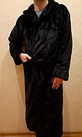 Мужской длинный домашний махровый халат с капюшоном, р.48,50,52,54,56 черного цвета .