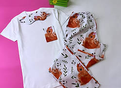 Хлопкова жіноча піжама в білочки. Домашній одяг Розмір S