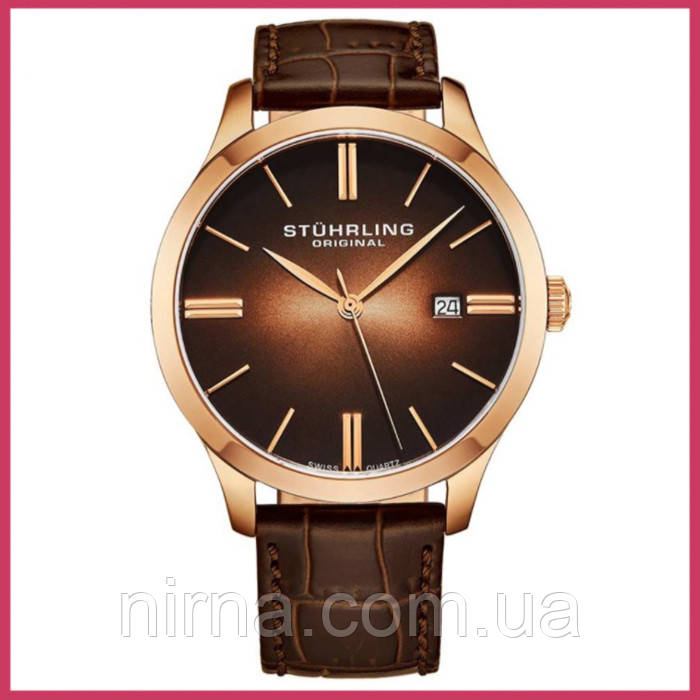 Чоловічий наручний годинник зі шкіряним ремінцем Cuvette II Quartz Classic Stührling оригінал