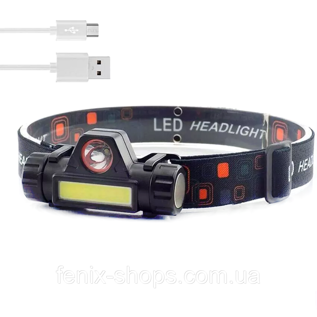 Налобний ліхтар акумуляторний BL-8101 COB+XPE, з магнітом та USB