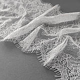 Ажурне французьке мереживо шантильї (з війками) білого кольору шириною 22 см, довжина купона 3,0 м., фото 4