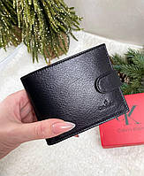 Портмоне кожаное мужское кошелек черный с логотипом бумажник