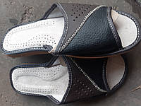 Тапочки мужские комнатные кожаные открытый носок , коричневые с бежевым, 40-46 размеры. 42