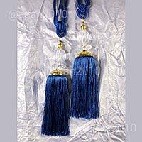 Кисті для штор (кутаси)  акриловим камінням - металевою фурнітурою / наконечник золото - синій