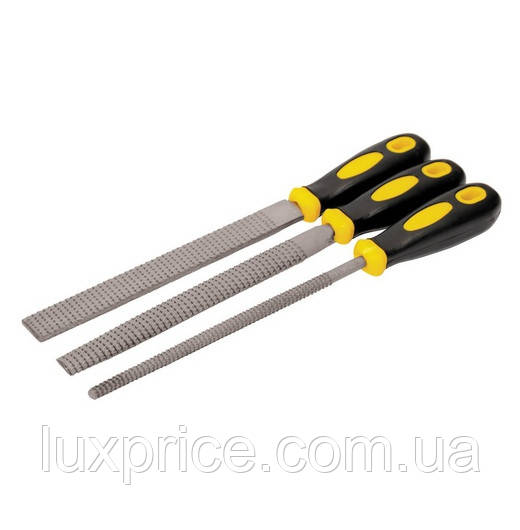 Рашпили по дереву MASTERTOOL 200 мм набір 3 шт плоский/круглий/напівкруглий 06-0330    Luxprice, фото 1