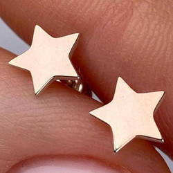 Срібні сережки-пусети з золотими накладками без каменів в формі зірочок (6 мм) РН-403