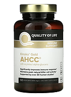 Quality of Life Labs, Kinoko Gold AHCC, з ацильованими альфа-глюканами, 60 рослинних капсул