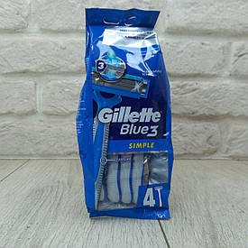 Одноразові бритви Gillette Blue Simple 3 чоловічі, 4 шт