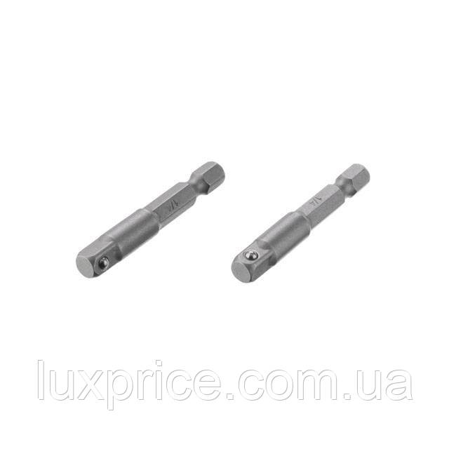 Перехідник з Hex 1/4 "на квадрат 1/4" під шурупокрут, CR-V, уп. 2 од. INTERTOOL VT-0234    Luxprice, фото 1