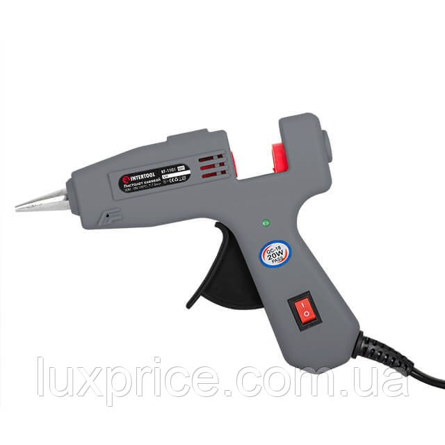 Пістолет клейовий 20(65) Вт, 230 В, стрижні 7-7.5 мм,  INTERTOOL RT-1101    Luxprice
