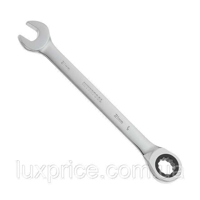 Ключ комбінований з тріскачкою 21мм Cr-V; PROF DIN3113 INTERTOOL XT-1361    LuxPrice, фото 1